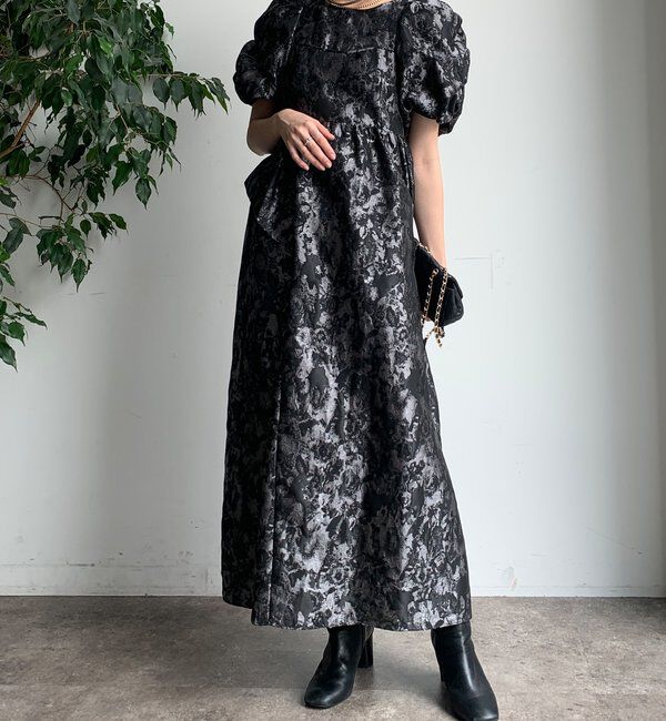  「【オケージョン対応】【WEB限定】ジャガードドレス」|ドレス|グレー