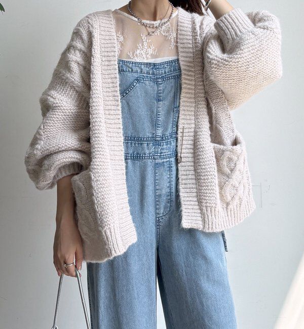  「ケーブルニットカーディガン」|カーディガン|アイボリー