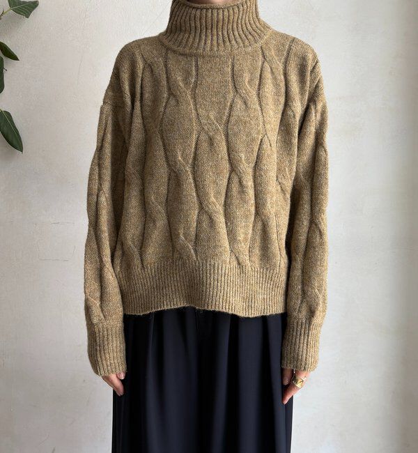  「【WEB限定】ケーブル柄ハイネックプルオーバー」|ニット・セーター|