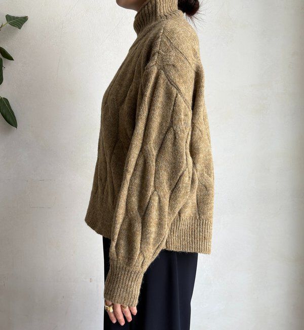  「【WEB限定】ケーブル柄ハイネックプルオーバー」|ニット・セーター|