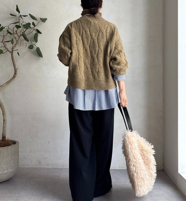  「【WEB限定】ケーブル柄ハイネックプルオーバー」|ニット・セーター|