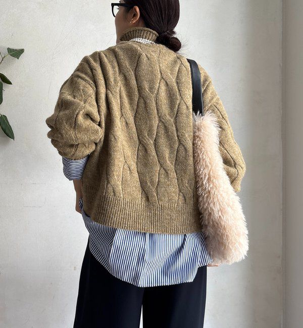  「【WEB限定】ケーブル柄ハイネックプルオーバー」|ニット・セーター|