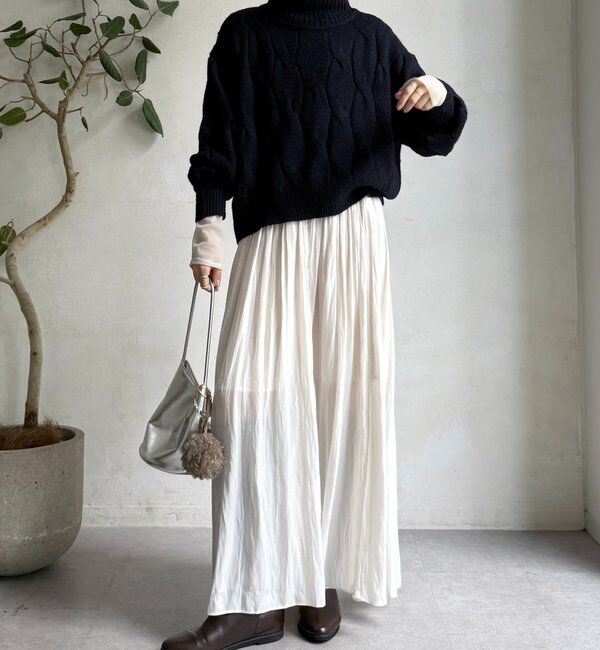  「【WEB限定】ケーブル柄ハイネックプルオーバー」|ニット・セーター|