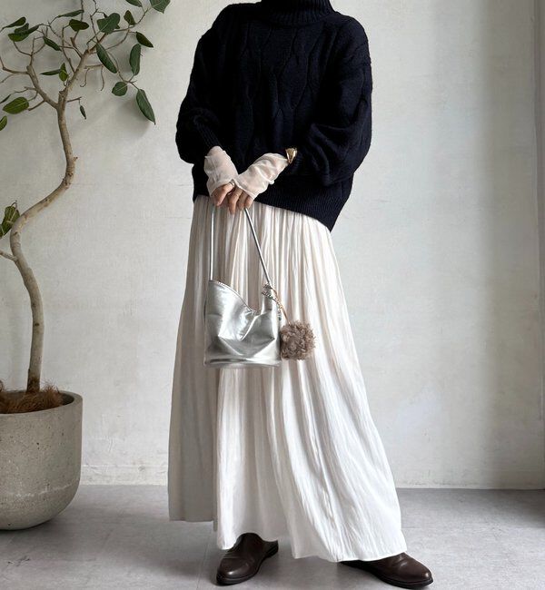  「【WEB限定】ケーブル柄ハイネックプルオーバー」|ニット・セーター|