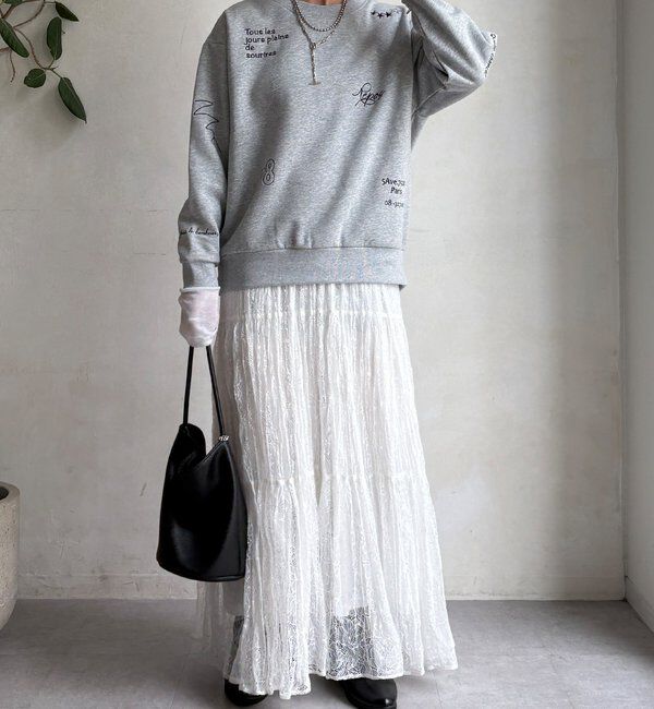  「【WEB限定】裏毛裏起毛ランダム刺繍ロゴトップス」|Tシャツ・カットソー|