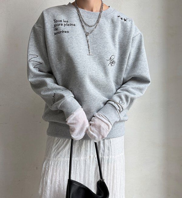  「【WEB限定】裏毛裏起毛ランダム刺繍ロゴトップス」|Tシャツ・カットソー|