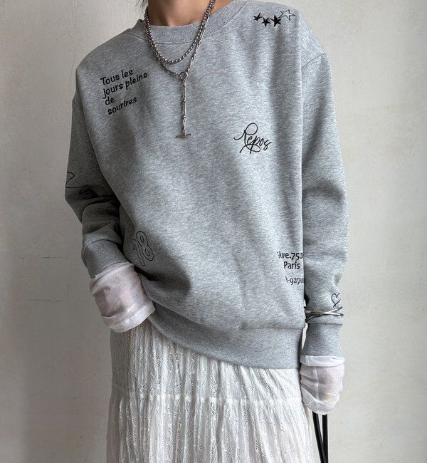  「【WEB限定】裏毛裏起毛ランダム刺繍ロゴトップス」|Tシャツ・カットソー|