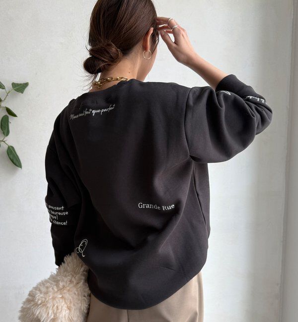  「【WEB限定】裏毛裏起毛ランダム刺繍ロゴトップス」|Tシャツ・カットソー|