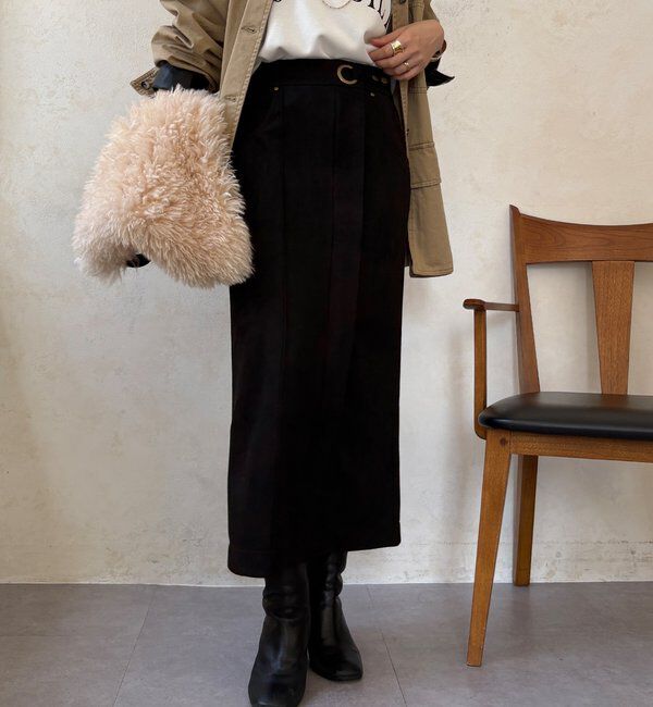  「【WEB限定】スエードポンチスカート」|スカート|ブラック