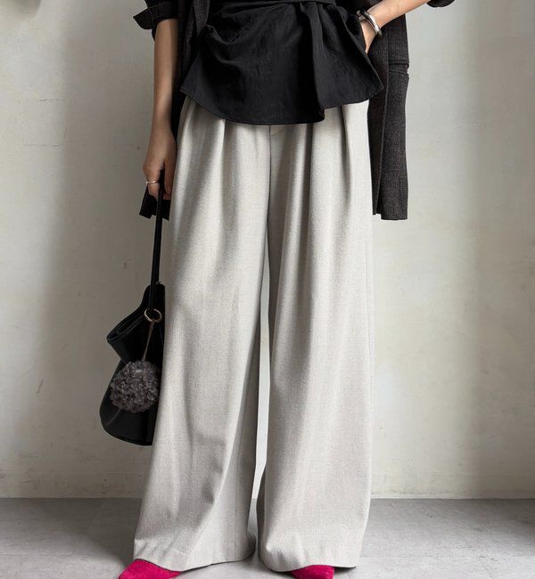  「ウォームタックワイドパンツ」|チノ|グレー