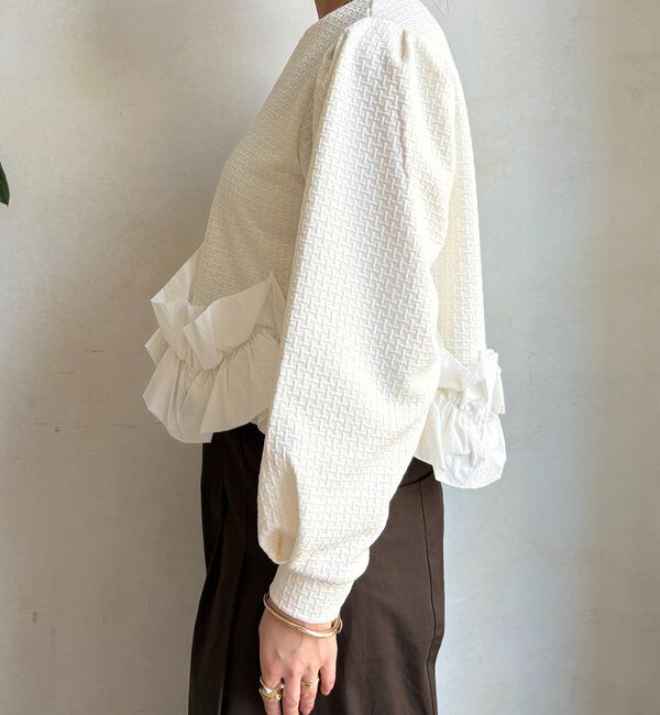  「【WEB限定】フクレジャガード裾フリルトップス」|Tシャツ・カットソー|