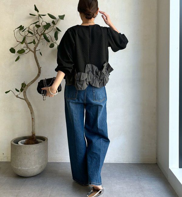  「【WEB限定】フクレジャガード裾フリルトップス」|Tシャツ・カットソー|