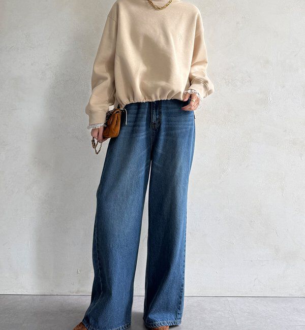  「【WEB限定】シアーレイヤード刺繍裏起毛トップス」|Tシャツ・カットソー|