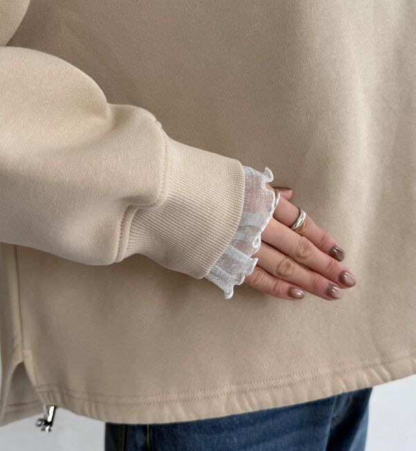  「【WEB限定】シアーレイヤード刺繍裏起毛トップス」|Tシャツ・カットソー|