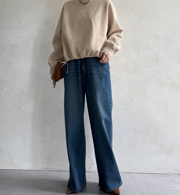  「【WEB限定】シアーレイヤード刺繍裏起毛トップス」|Tシャツ・カットソー|