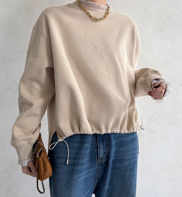  「【WEB限定】シアーレイヤード刺繍裏起毛トップス」|Tシャツ・カットソー|