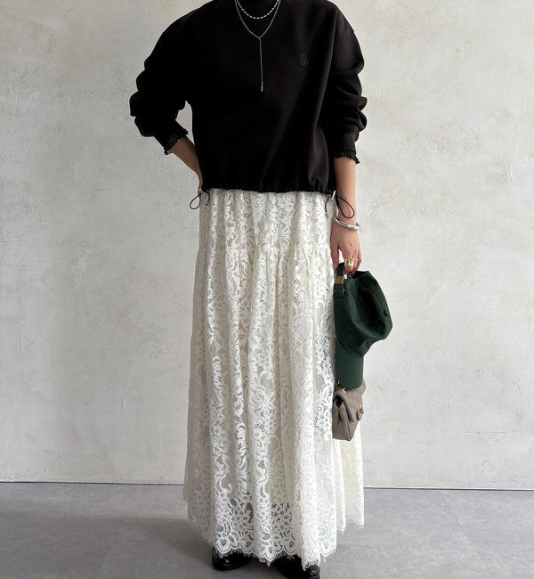  「【WEB限定】シアーレイヤード刺繍裏起毛トップス」|Tシャツ・カットソー|