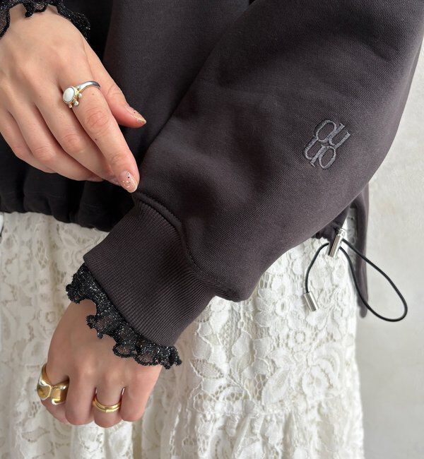  「【WEB限定】シアーレイヤード刺繍裏起毛トップス」|Tシャツ・カットソー|