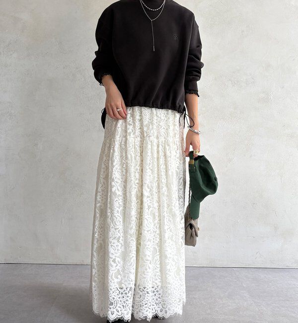  「【WEB限定】シアーレイヤード刺繍裏起毛トップス」|Tシャツ・カットソー|