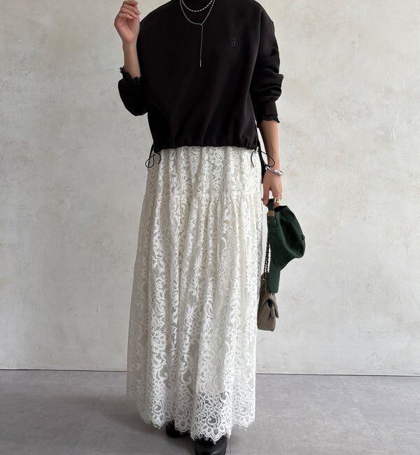  「【WEB限定】シアーレイヤード刺繍裏起毛トップス」|Tシャツ・カットソー|