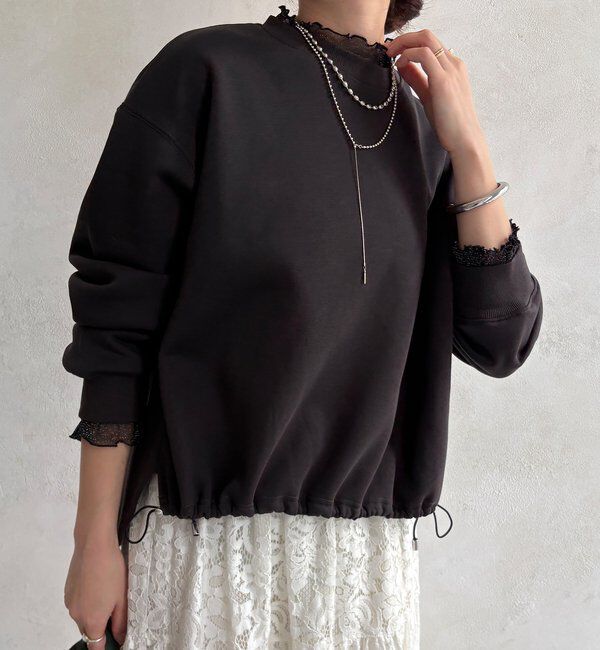  「【WEB限定】シアーレイヤード刺繍裏起毛トップス」|Tシャツ・カットソー|