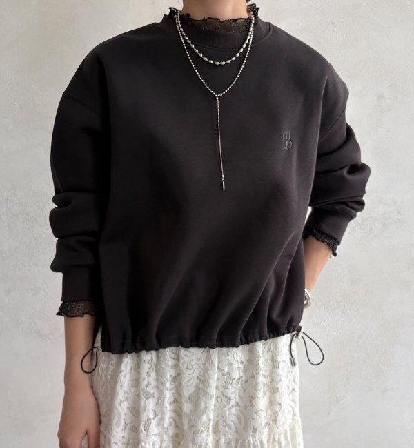  「【WEB限定】シアーレイヤード刺繍裏起毛トップス」|Tシャツ・カットソー|