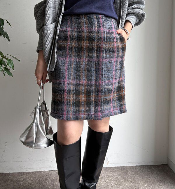  「【WEB限定】シャギーチェックミニスカート」|スカート|