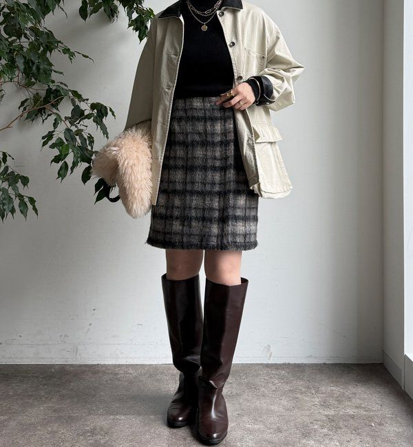  「【WEB限定】シャギーチェックミニスカート」|スカート|