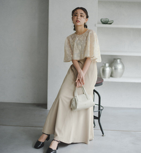  「【オケージョンドレス/結婚式】Cape layerd bare dress」|ドレス|