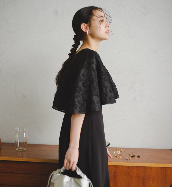  「【オケージョンドレス/結婚式】Cape layerd bare dress」|ドレス|