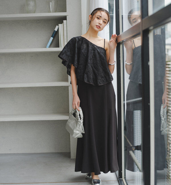 「【オケージョンドレス/結婚式】Cape layerd bare dress」|ドレス|