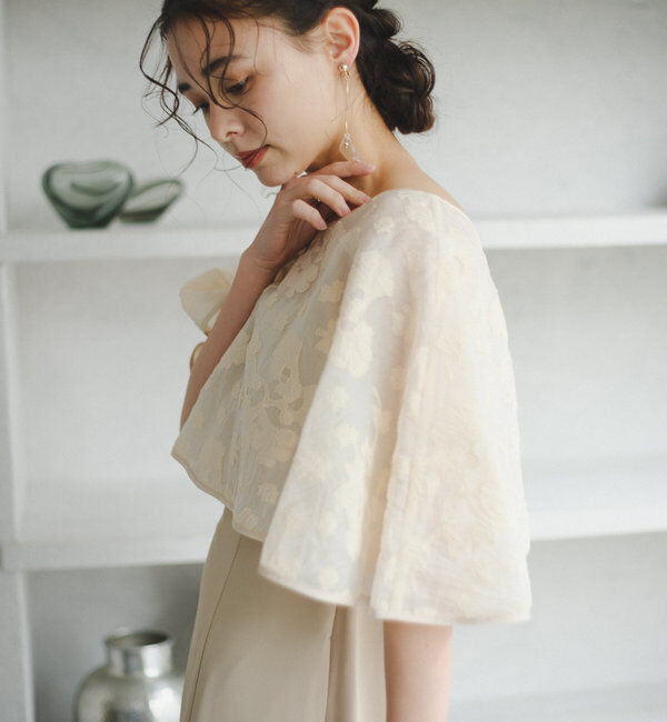  「【オケージョンドレス/結婚式】Cape layerd bare dress」|ドレス|