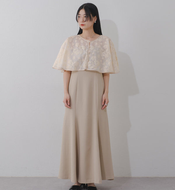  「【オケージョンドレス/結婚式】Cape layerd bare dress」|ドレス|