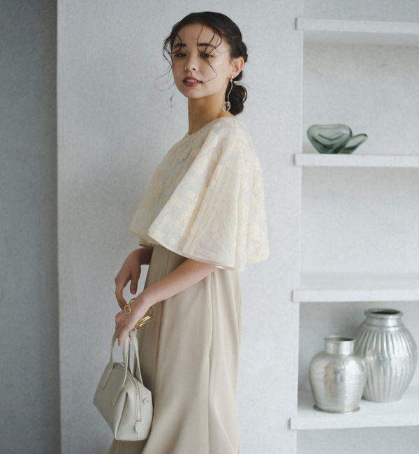  「【オケージョンドレス/結婚式】Cape layerd bare dress」|ドレス|