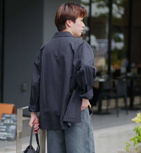  「*【WHIMSIC/SETUP対応】シアサッカーストライプダブルジャケット」|テーラードジャケット|