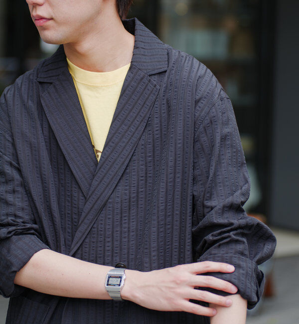  「*【WHIMSIC/SETUP対応】シアサッカーストライプダブルジャケット」|テーラードジャケット|