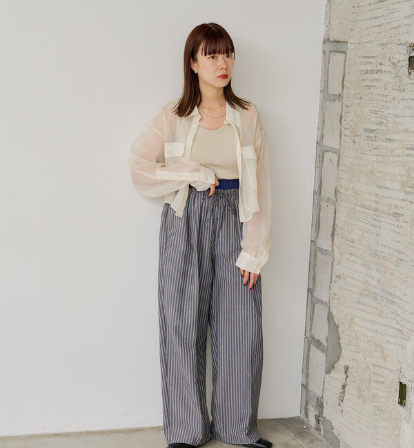  「*【WHIMSIC/SETUP対応】ウエストレイヤードストライプパンツ」|チノ|