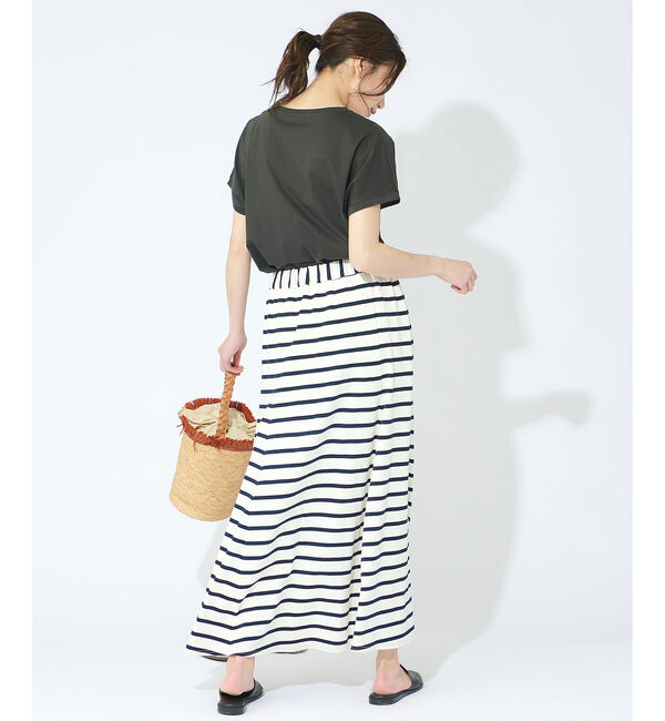  「【手洗い可】ボーダーマキシスカート」|スカート|