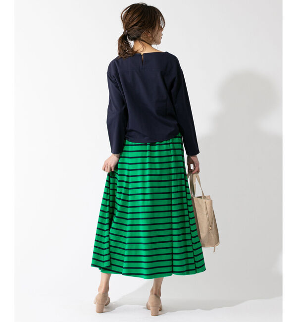  「【手洗い可】ボーダーマキシスカート」|スカート|