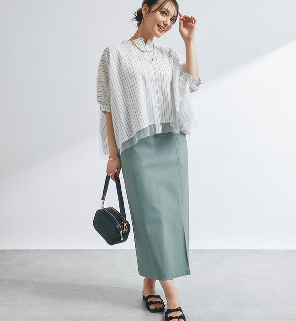  「《オールシーズン着まわせる》ストレッチナロースカート」|スカート|