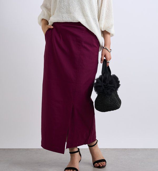  「《オールシーズン着まわせる》ストレッチナロースカート」|スカート|