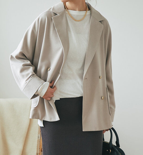  「《さっと羽織るだけ・オンオフ兼用》ドルマンテーラードジャケット」|その他|エクリュ