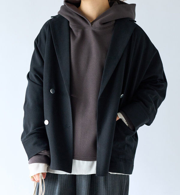  「《さっと羽織るだけ・オンオフ兼用》ドルマンテーラードジャケット」|その他|ブラック