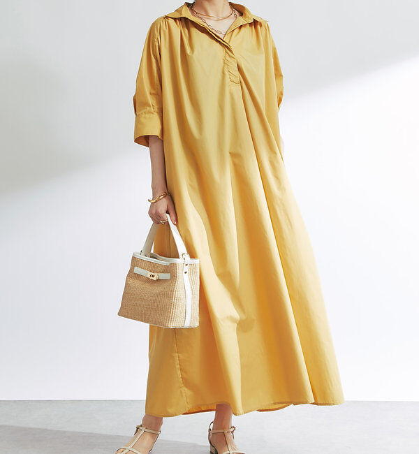  「《新色追加》スキッパーシャツワンピース」|その他|イエロー