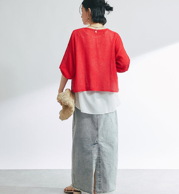  「《軽量・通気性・吸水速乾性》イージーケア和紙ニットカーディガン」|ニット・セーター|