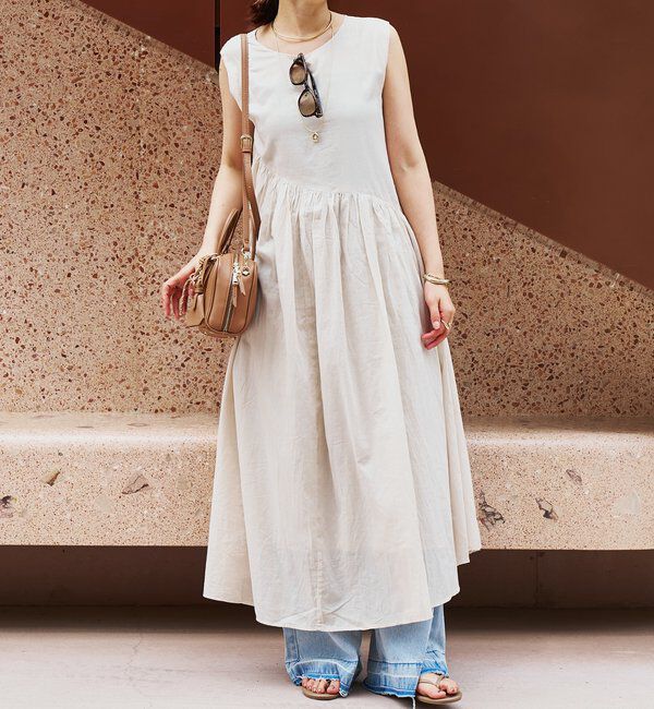  「《涼し気な印象・綿100％》インド綿ノースリーブワンピース」|その他|
