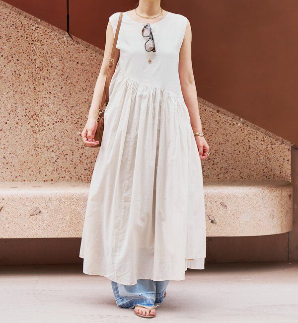  「《涼し気な印象・綿100％》インド綿ノースリーブワンピース」|その他|