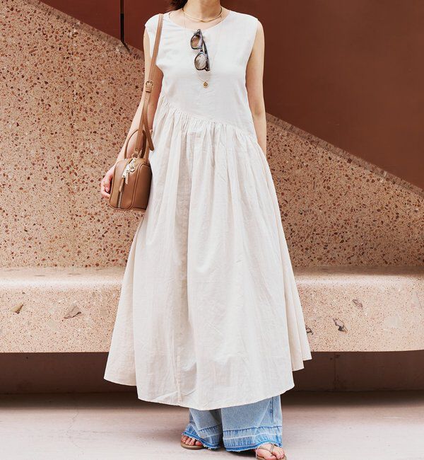  「《涼し気な印象・綿100％》インド綿ノースリーブワンピース」|その他|