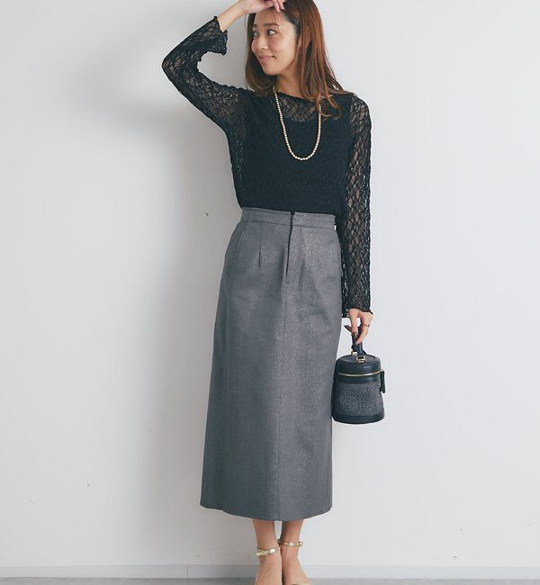  「《すっきり見え・デイリーに着回せる》箔チノナロースカート」|スカート|