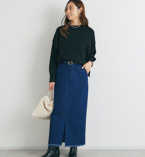  「《大人カジュアルに◎》裾フリンジデニムスカート」|スカート|